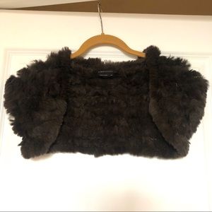 BCBGMaxAzria rabbit fur shrug or evening stole, XS